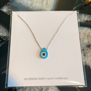 Blue Opal  and sterling evil eye nec…